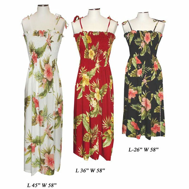 在庫処分セール　ハワイアンドレス　マキシ丈チュニックドレス 【 マウイ オーキッド 】 コーラル