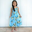 ハワイアン ガールズチュニックワンピース 【 プルメリアシャワー 】 ブルー(4)