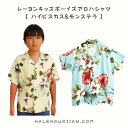 ハワイアン レーヨンキッズボーイズアロハシャツ 【 ハイビスカス&モンステラ 】