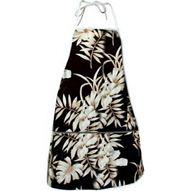 ハワイアンスタイル　キッチン用品 　エプロン【 ハイビスカス/アオラニ 】 ブラック