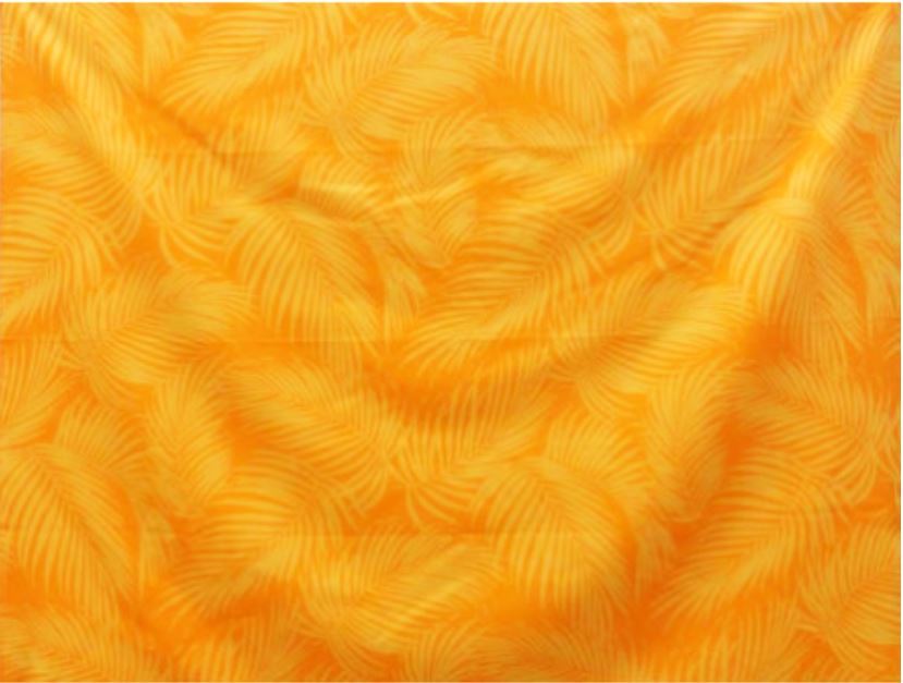 ハワイアン　ポリコットン生地　ZXQ-10-566【パームリーフ】オレンジ
