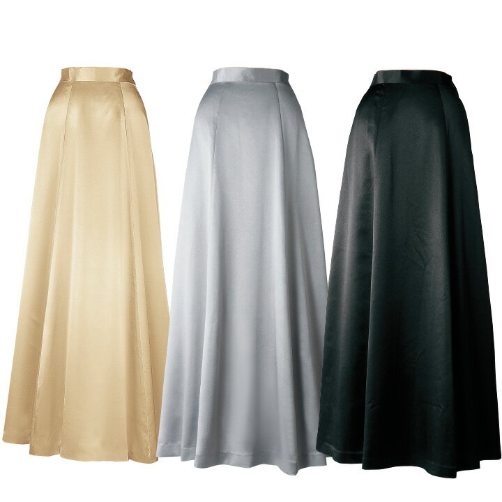 即納★ サテンスカート [SK393-4-2872] コーラス衣装 黒 ロングスカート 黒スカート 第九 ロング丈 マキシ丈 コーラス 合唱 演奏会 カラオケ コンサート 発表会 ステージ衣装 フォーマル レディース