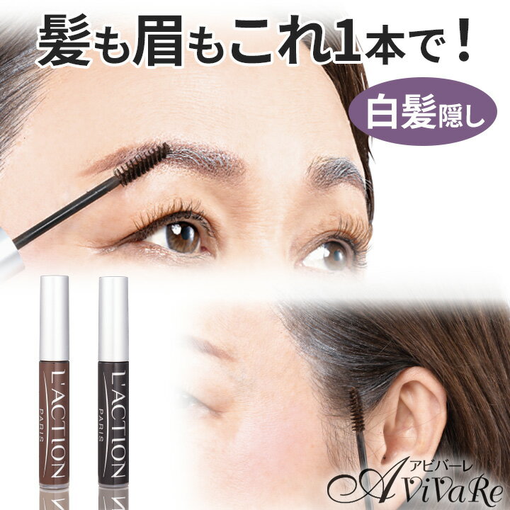 即納★【在庫限り】ラクシオン ヘアカラー＆アイブロー [Z3151] 白髪染め メイク 落ちない 眉 生え際 白髪かくし マスカラタイプ ウォータ プルーフ ヘアケア アイブロー 眉染め 部分染め コンパクト