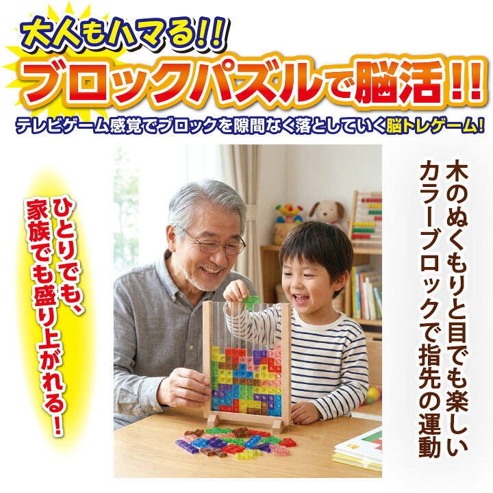 Halekipa(ハレキパ)の脳爽快 ブロックパズル [Z3424] 脳トレ ボードゲーム パズル 知育玩具 子供 大人 引き出し 問題集 トレーニング ボドゲ プレゼント ブロック　パズル｜アングル3