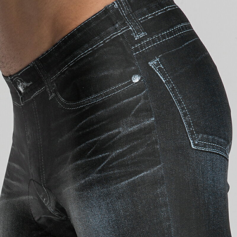 フェイクデニムフィットネスパンツ