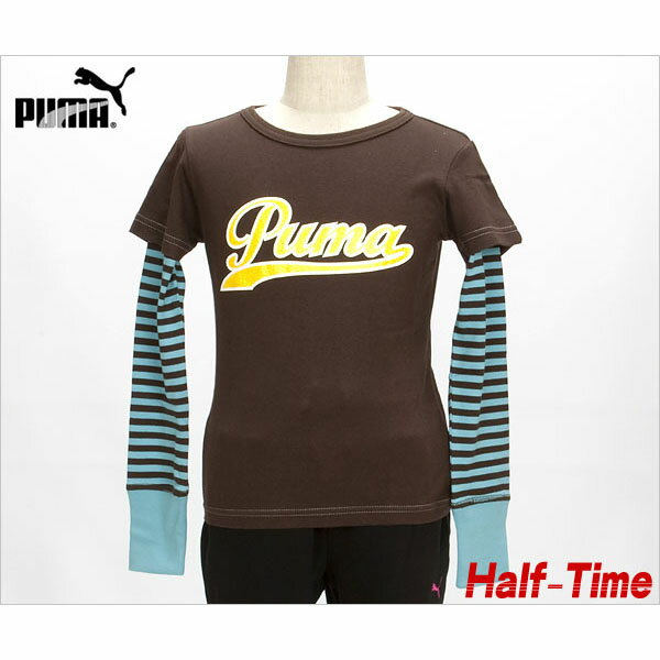 A0☆長袖Tシャツ/プーマ(PUMA)ガールズ レイヤード風LSTee（842509）【ABAH】 【あす楽対応】【楽ギフ_包装】【スポーツブランド ロンt ロングtシャツ 長袖 子ども服 子供服 小学生 女の子 スポーツ】