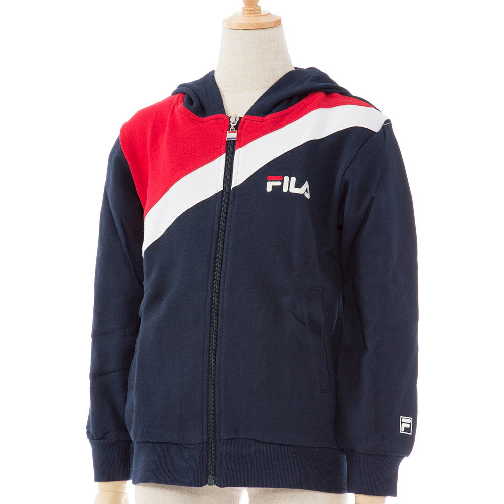 フィラ B6★スウェットパーカー/フィラ(FILA)ジュニア フード付き裏毛(パイル地)ジャケット(D3608)【GEO40】【あす楽対応】【楽ギフ_包装】【スポーツウェア トレーニングウェア 子供 子ども トップス 長袖 上着 パーカ アウター 裏毛 スウェット スエット ルームウェア 】