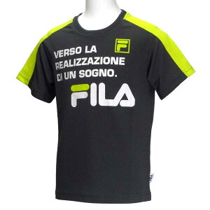 半袖Tシャツ/フィラ(FILA)ジュニア(D1904)肩切替04チャコール/黄緑