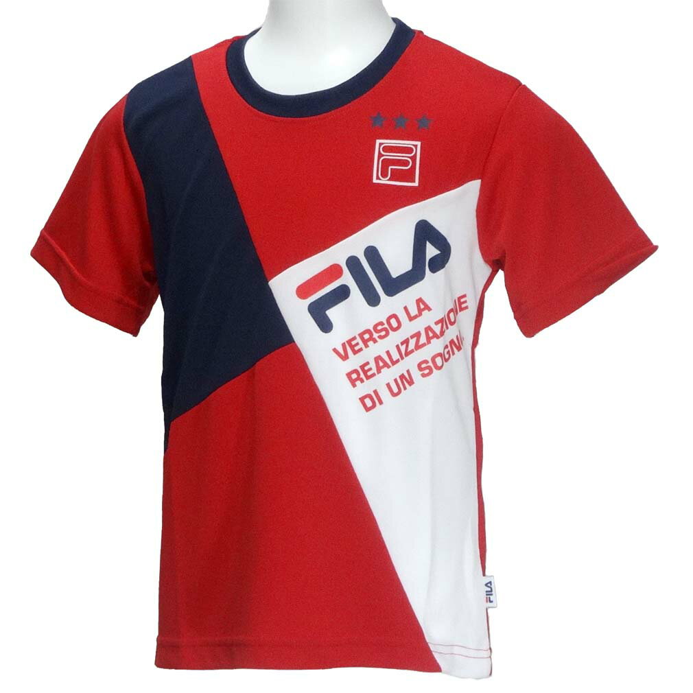 A4★半袖Tシャツ/フィラ(FILA)ジュニア(D1906) 斜め切替【FIU40】【あす楽対応】【楽ギフ_包装】【スポーツ用品 カジュアル ティーシャツ トップス スポーツウェア スポーツウエア 子供服 トレーニングウェア 男の子 部活】