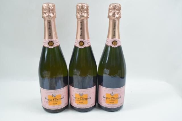 【未開栓】ヴーヴクリコ VEUVE CLICQUOT ロゼ ブリュット ローズラベル 750ml 3本セット 送料無料 【中古】