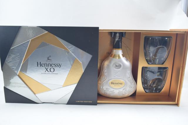 【未開栓】ヘネシー HENNESSY XO エクストラオールド リミテッドエディション 700ml 箱、グラス2客付 送料無料 【中古】