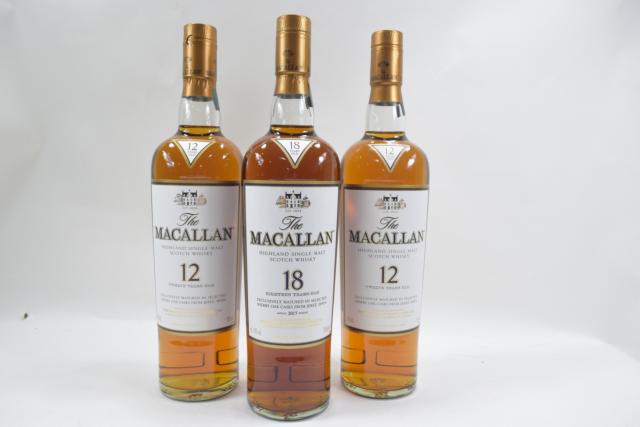 【未開栓】マッカラン MACALLAN 18年 2017 1本/12年 2本 700ml シングルモルト 計3本セット 送料無料 【中古】