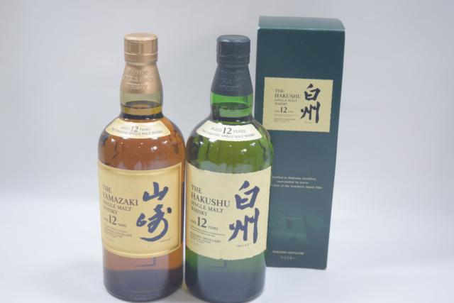 【未開栓】サントリー 山崎 12年/白州 12年 シングルモルト 700ml 2本セット 【中古】