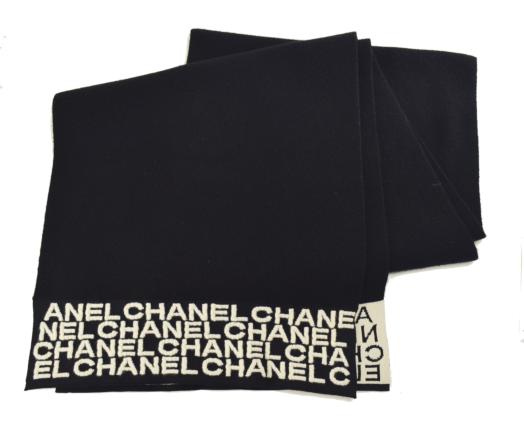 【中古】【美品】CHANEL シャネル 新作 美品 カシミヤ ストール 黒 ブラック マフラー