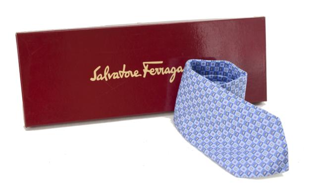 【新古品】Salvatore Ferragamo サルバトーレ・フェラガモ 未使用保管品 ネクタイ 水色系