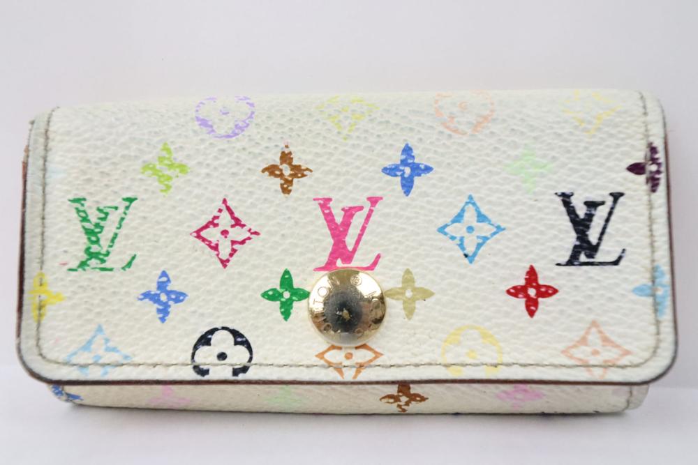 【中古】LOUIS VUITTON ルイヴィトン マルチカラー ミュルティクレ4 M93731 ホワイト/ピンク キーケース