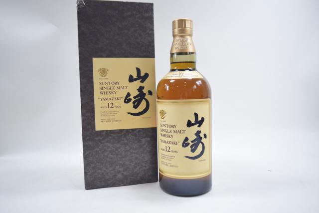 【未開栓】サントリー 山崎 12年 シングルモルト 旧ラベル 750ml 箱付(破損有り) 【中古】