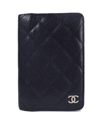 【中古】【美品】CHANEL シャネル 手帳カバー アジェンダ マトラッセ キャビアスキン ブラック 手帳