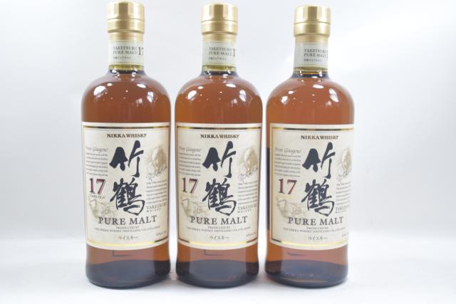 【未開栓】ニッカ NIKKA 竹鶴 17年 TAKETSURU ピュアモルト 700ml ウイスキー 終売品 3本セット 送料無料 【中古】