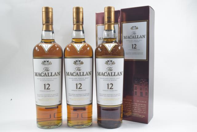 【未開栓】マッカラン MACALLAN 12年 シェリーオーク シングルモルト 700ml 3本セット 2つ箱付 【中古】