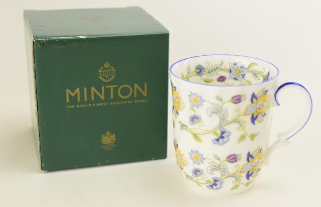 【中古】【美品】MINTON ミントン 未使用保管品 HADDON HALL ハドンホール BLUE ブルー マグカップ 1客 洋食器 イングランド製 箱付