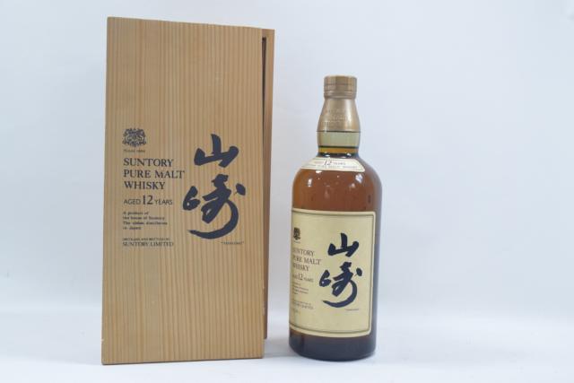 【未開栓】サントリー 山崎 12年 ピュアモルト ウイスキー 750ml 木箱 希少品 終売品 レア 送料無料 【中古】