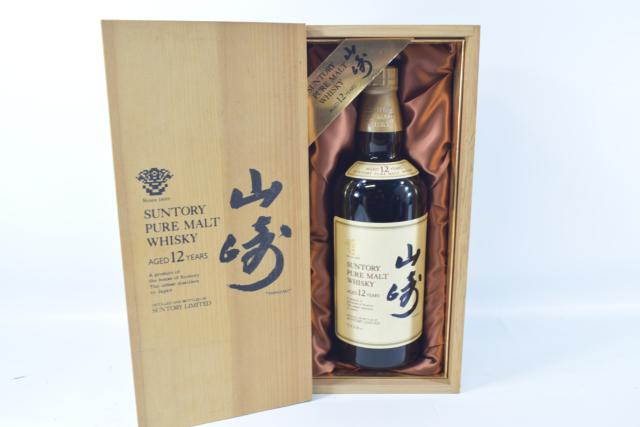 【未開栓】サントリー 山崎 12年 旧ラベル ピュアモルト 750ml 木箱付 【中古】