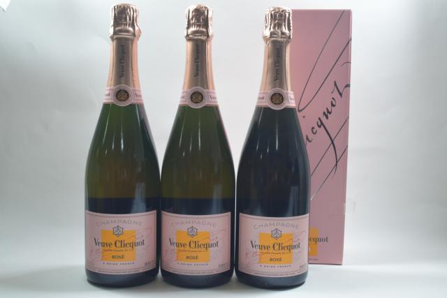 【未開栓】ヴーヴクリコ VEUVE CLICQUOT ロゼ ブリュット 750ml 3本セット クール便送料込み 【中古】