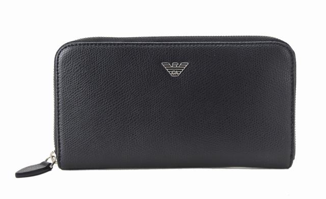 【中古】【美品】GIORGIO ARMANI ジョルジオアルマーニ エンポリオアルマーニ ラウンドファスナー 美品 黒 長財布