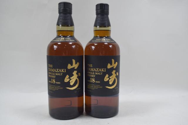 【未開栓】サントリー 山崎 18年 シングルモルト ウイスキー 700ml 品薄 希少 2本セット 送料無料 【中古】