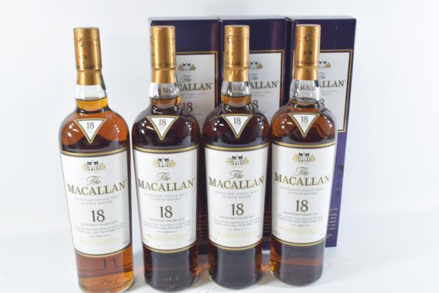 【未開栓】マッカラン MACALLAN 18年 2016 700ml 4本セット 3本箱付 【中古】