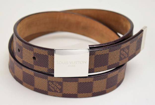 【中古】LOUIS VUITTON ルイヴィトン サンチュール キャレ ベルト シルバーバックル ダミエ M6803W