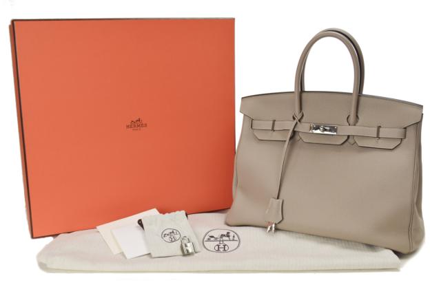 【中古】【美品】HERMES エルメス 極美品 バーキン35 シルバー金具 T刻印 トリヨンクレマンス トゥルティエールグレー ハンドバッグ