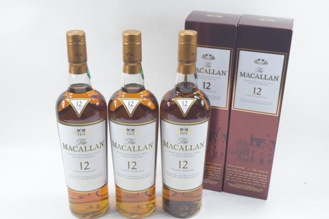 【未開栓】マッカラン MACALLAN 12年 シェリーオーク シングルモルト 700ml 3本セット 2つ箱付 【中古】