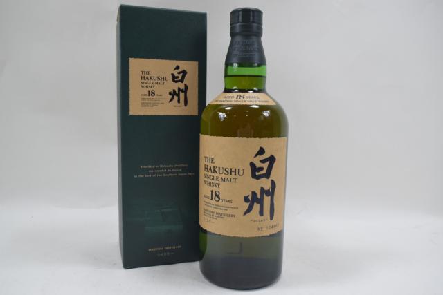 【未開栓】サントリー 白州 18年 THE HAKUSHU シングルモルト ウイスキー 700ml 希少 箱付 送料無料 【中古】