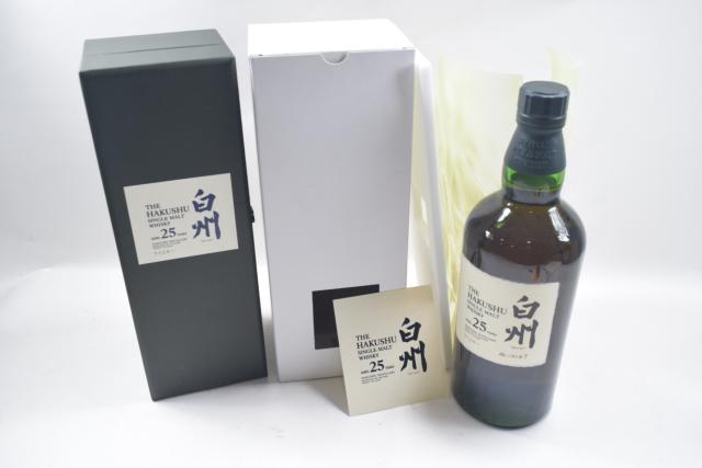 【未開栓】サントリー 白州 25年 シングルモルト ウイスキー 700ml 箱付 完備品 希少 送料無料 【中古】