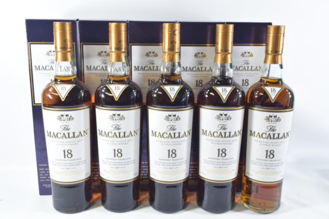 【未開栓】マッカラン MACALLAN 18年 2017 700ml 箱付 5本セット 【中古】