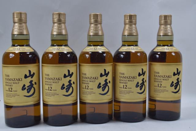 【未開栓】サントリー 山崎 12年 シングルモルト ウイスキー 700ml 品薄 希少 5本セット 送料無料 【中古】