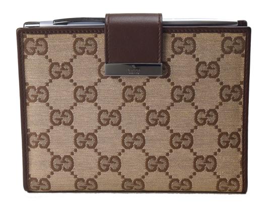 【中古】【美品】GUCCI グッチ アジェンダ 手帳カバー 6穴式 GGキャンパス 031 3661 1069 ベージュ Wホック財布