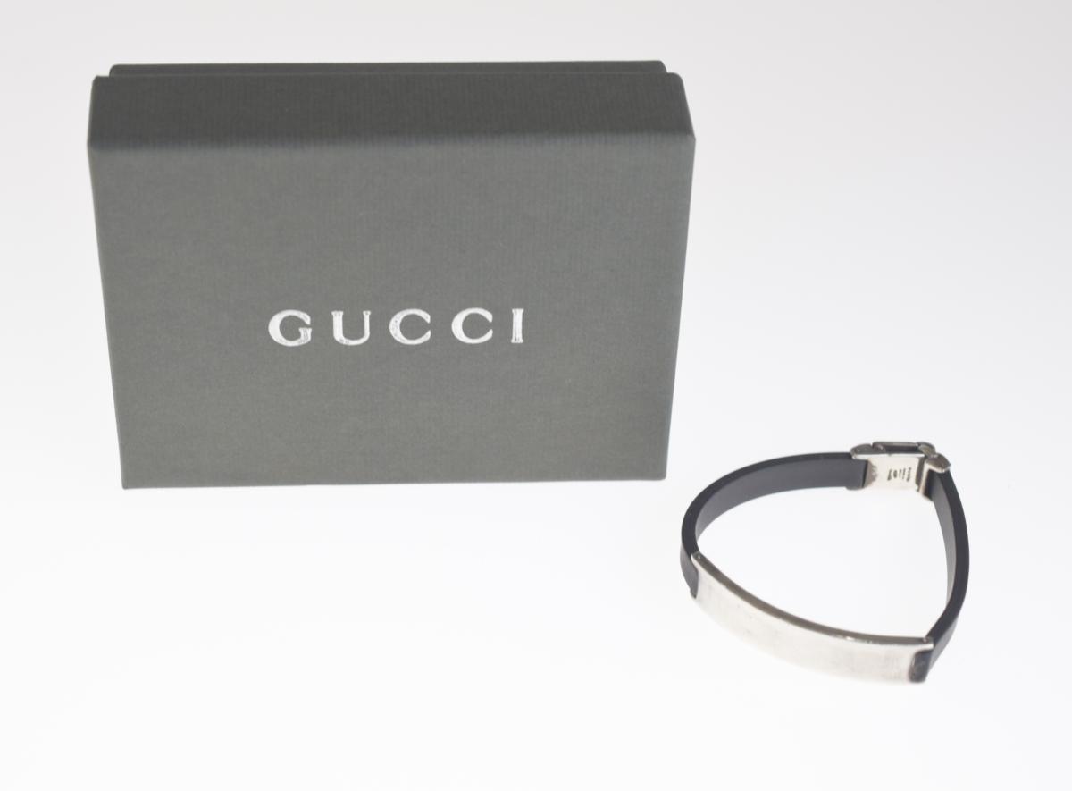 【中古】GUCCI グッチ GUCCI ラバー SV925 プレート ブレスレット バングル 男女兼用