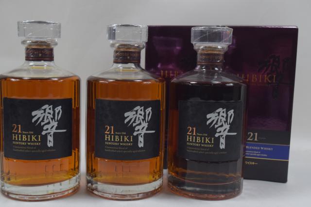 【未開栓】サントリー ウイスキー 響 HIBIKI 21年 700ml 希少品 品薄 3本セット 2つ箱付 送料無料 【中古】