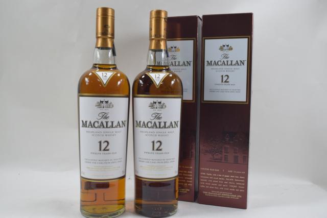 【未開栓】マッカラン MACALLAN 12年 シェリーオーク シングルモルト 700ml 2本セット 箱付 送料無料 【中古】