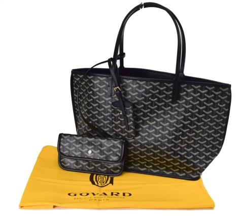 【中古】【美品】GOYARD ゴヤール アンジュPM リバーシブル 別売りネームタグ付き 未使用品 ブラック シルバー金具 ヘリンボーン トートバッグ