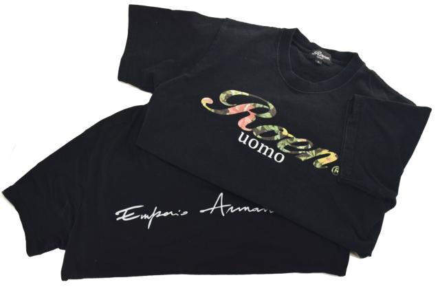 【中古】E(その他) アルマーニ/ロエン ウォモ TSHITS Tシャツ ブラック 2枚セット その他