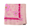 【中古】【美品】LOUIS VUITTON ルイヴィトン ハンカチ 村上隆デザイン 未使用品 桜 チェリーブロッサム M71921 ピンク ハンカチ（ハンカチーフ）