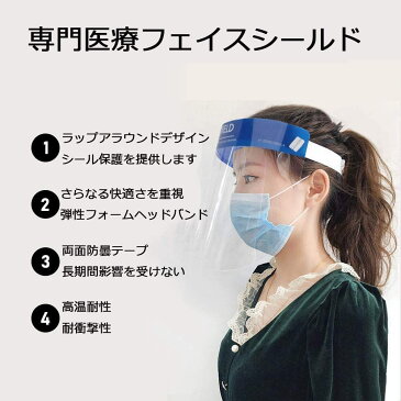 【あす楽】フェイスシールド 飛沫感染予防 5種類セット 三層マスク20枚付属 防護服 ニトリル手袋 インナーグローブ アウターグローブ モブキャップ