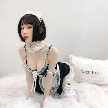 【楽天1位獲得】メイド服 コスプレ セクシー 大きいサイズ エプロン シースルー ハロウィン 仮装 衣装 撮影会 配信 可愛い カチューシャ 肩出し ストッキング付き エロい エッチ レディース 8点セット フリル レース