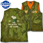 BUZZ RICKSON'S×PEANUTS（バズリクソンズ×ピーナッツ）QUILTING LINER VEST(キルティングライナーベスト）"I'M READY TO GO HOME"【BR14822】カモフラージュ