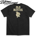 Deluxeware（デラックスウエアー）半袖プリントTシャツDXT-2401 OLD NATIVE【ブラック（BLK）】