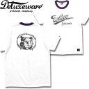 Deluxeware（デラックスウエアー）半袖プリントリンガーTシャツ【DXT-2204 WHITE】ホワイト